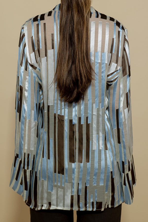 Blue & Brown Lined Blouse