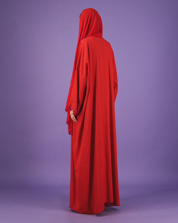 Linen Abaya | Fire Red