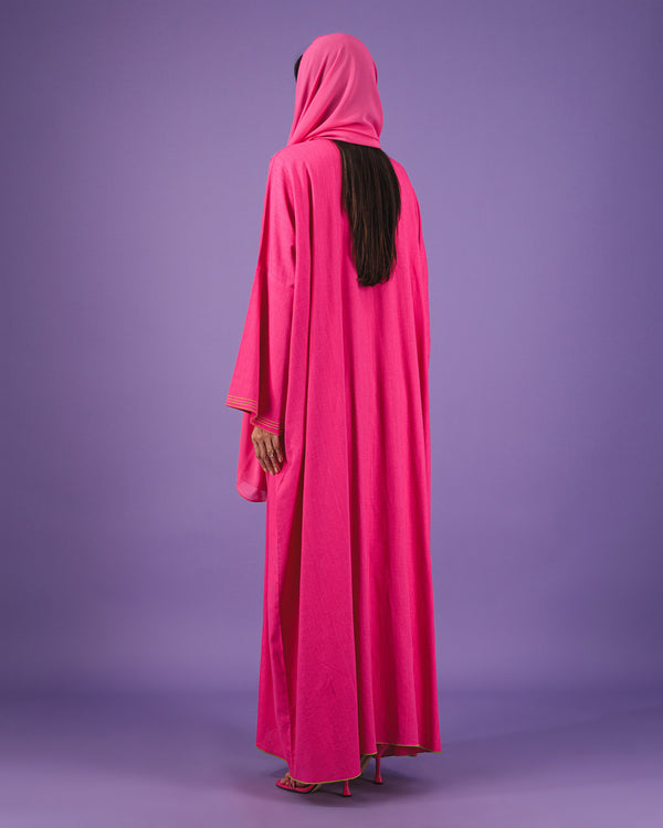 Linen Abaya | Fuchsia Pink