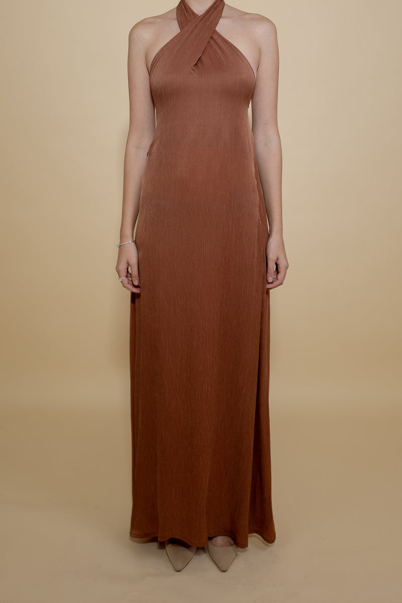 Halter Neck Burnt Orange Dress Lesoleil Halter Neck Burnt Orange Dress Lesoleil