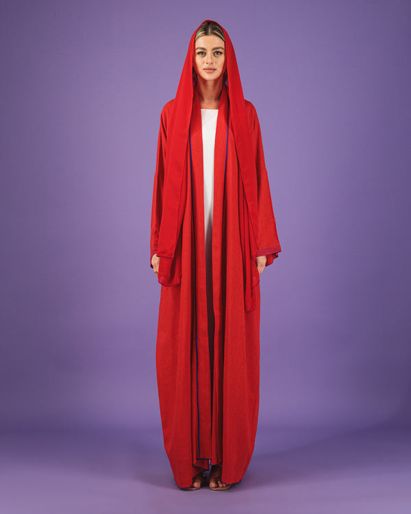 Linen Abaya | Fire Red