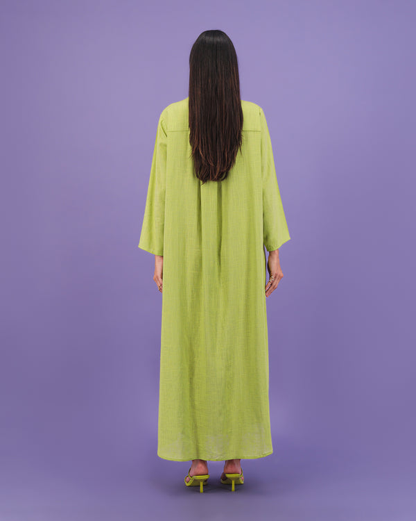 Button Down Linen Dress | Green