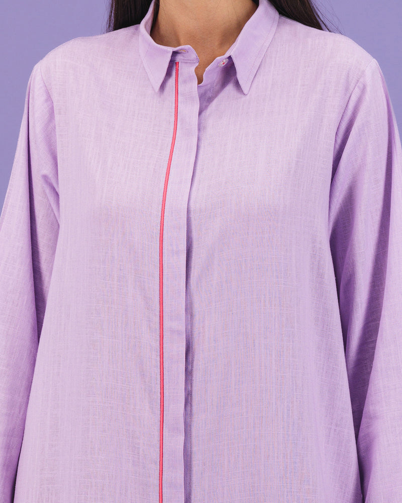 Button down Linen Dress | Lilac