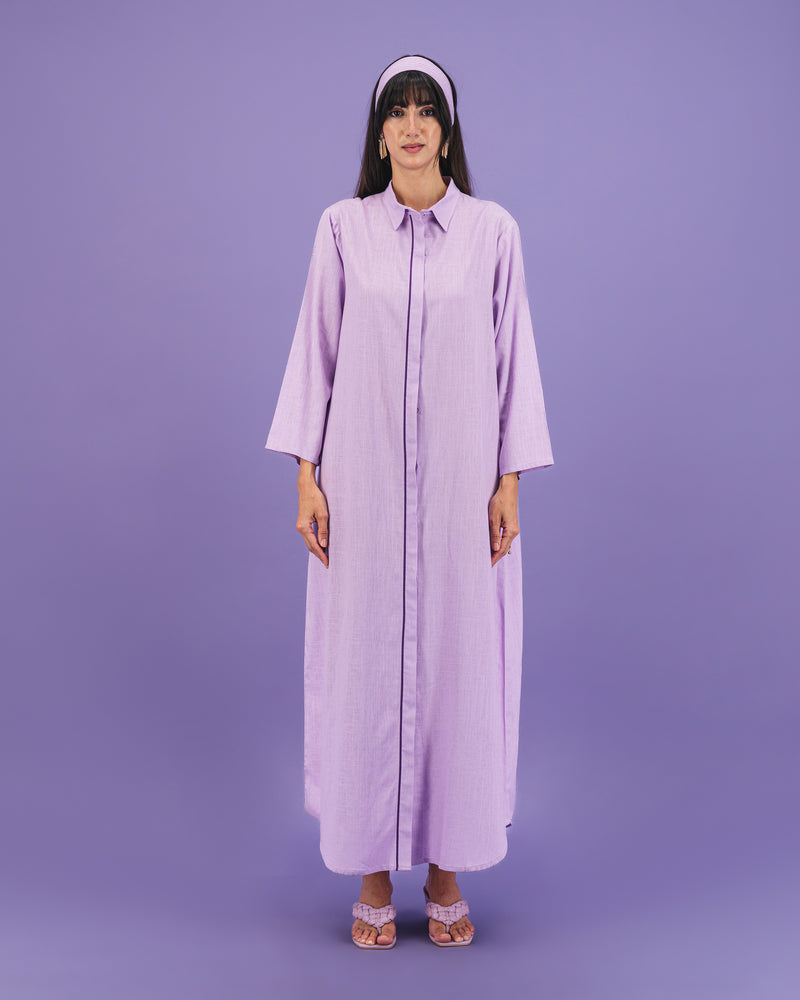 Button down Linen Dress | Lilac