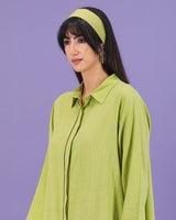 Button Down Linen Dress | Green