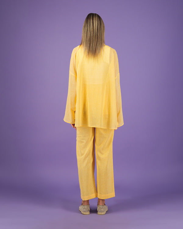 Double Ribbon slit pants | Yellow